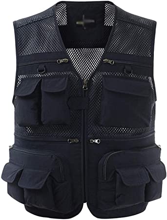 Photo 1 of Flygo Mens Summer Outdoor Work Safari Fishing Travel Photo Vest with Pockets LARGE