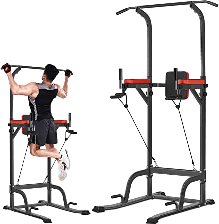 Photo 1 of Bronze Times Power Tower Pull Up Workout Dip Station Adjustable Dip Stands Multi-Function Home Gym Strength Training Fitness Equipment
