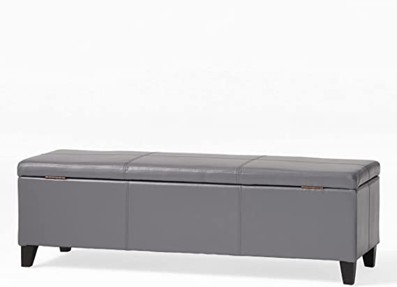 Photo 1 of Christopher Knight Home Glouster PU Storage Ottoman, Grey
