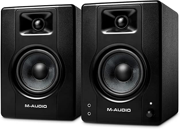 Photo 1 of M-Audio BX4 - 120-Watt Powered Studio Monitors / Desktop Computer Speakers for Music Production, Gaming, Live Streaming, and Podcasting (Pair)
