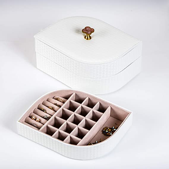 Photo 1 of ARTA Trends Jewelry Organizer Tray Set for Storage and Display, Accessories, 3 Layer Luxury Design with Lid, Gift for Women and Girls… (White)
