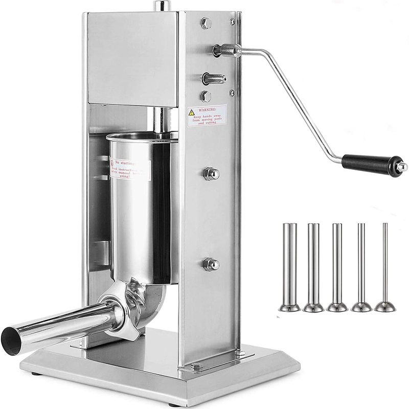 Photo 1 of 
Happybuy Manual Sausage Stuffer Maker 10L Capacity Two Speed Vertical Meat Filler Stainless Steel with 5 Stuffing Nozzles, Commercial and Home Use