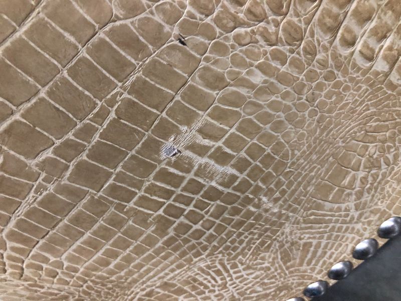 Photo 1 of FAUX MARBLE AND LEATHER CREME COLORED CROCODILE PRINT VINYL 60L X 48W X 16H INCHES