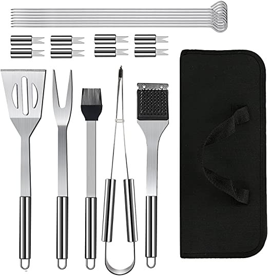 Photo 1 of Ovetour Stainless Steel Grill Set BBQ Accessories Kit BBQ Grill Tools Set BBQ Kit with Storage Bag - Complete BBQ Grill Utensils for Barbecue - Perfect Grill Gifts for Men (21 PCS)
