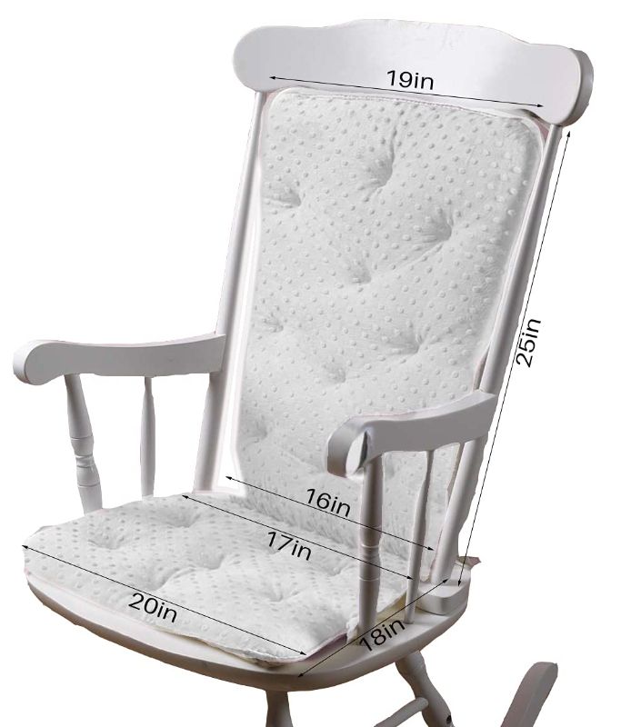 Photo 1 of Baby Doll Bedding Heavenly Soft Adult Rocking Chair Pad, White (Chair is not Included with The Product)