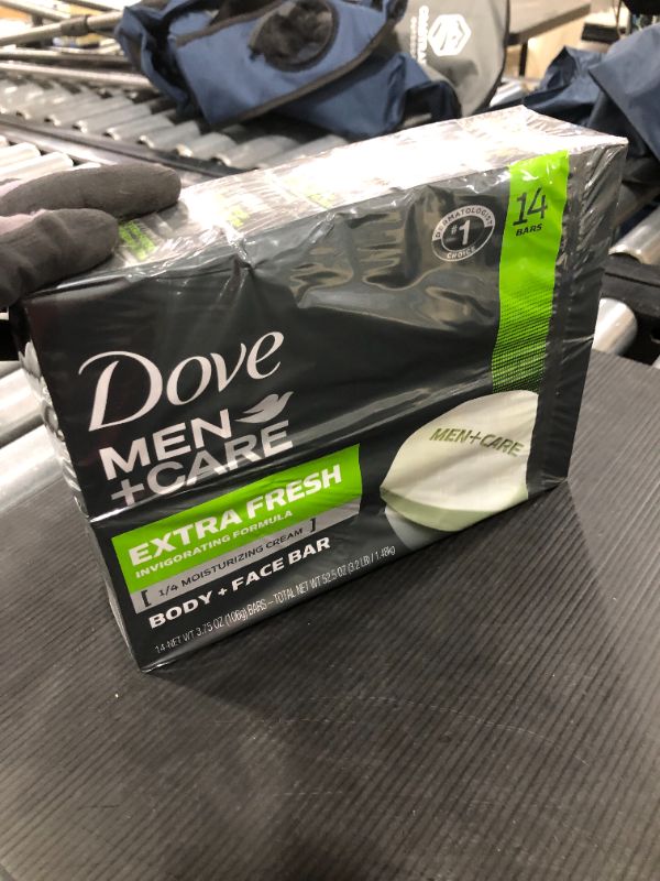 Photo 2 of Dove Men+Care Bar 3 in 1 Cleanser for Body, Face, and Shaving to Clean and Hydrate Skin Extra Fresh Body and Facial Cleanser More Moisturizing Than Bar Soap 3.75 oz 14 Bars
