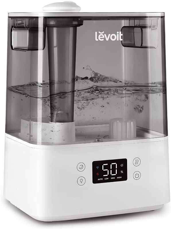 Photo 1 of LEVOIT Humidifiers for Bedroom Large Room Home, Smart Wifi Alexa Control, 6L Top Fill Cool Mist for Baby and Plants, Ultrasonic, Essential Oil Diffuser, Customized Humidity, Night Light, Quiet, Gray
