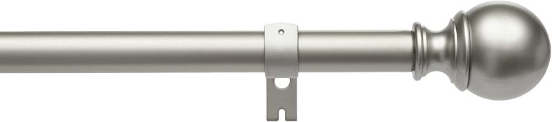 Photo 1 of Amazon Basics 1-Inch Curtain Rod with Round Finials - 2-Pack, 36 to 72 Inch, Nickel