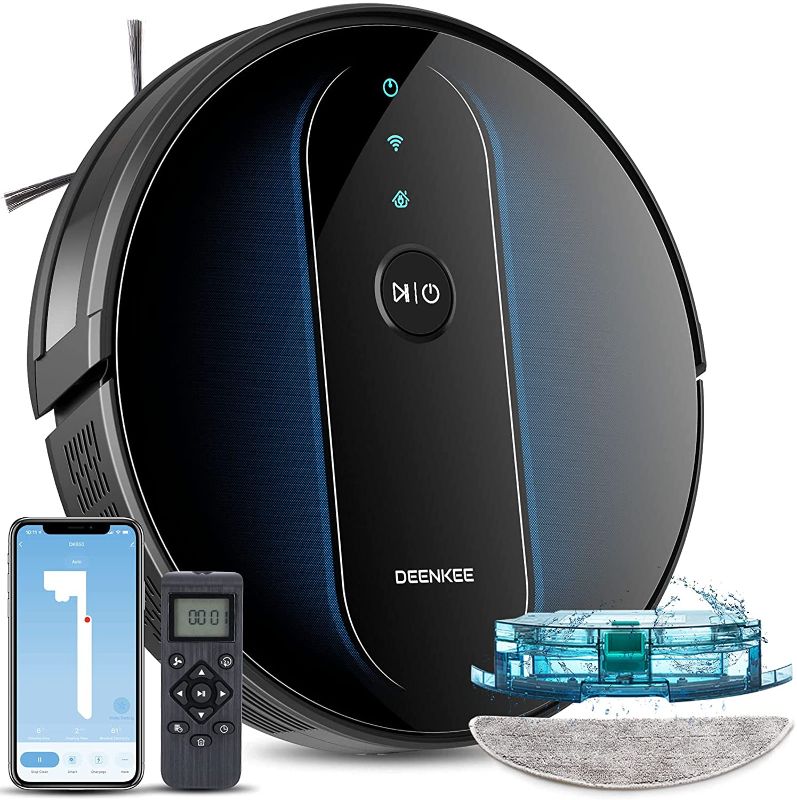 Photo 1 of Robot Vacuum,Deenkee Wi-Fi/App/Alexa Robot Vacuum Cleaner and Mop 2000Pa Suction for Pet Hair,Hard Floors,Carpets(160 Mins Runtime,6 Cleaning Mode,Smart Navigation & Mapping,Self-Charging,Thin,Quiet)