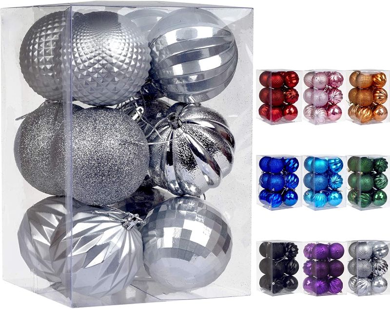 Photo 1 of Dohance Christmas Balls Ornaments, Xmas Ball Baubles Set - Shatterproof Decorative Hanging Ornaments Baubles Set for Xmas Tree (Silver, 80mm/3.15")