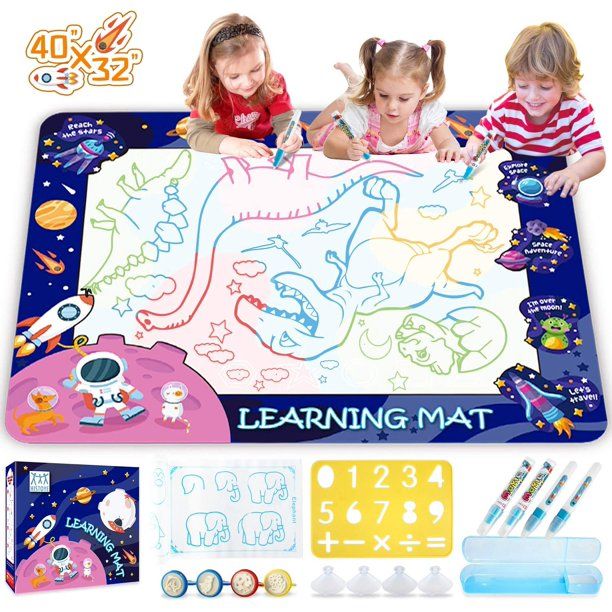 Photo 1 of HISTOYE Aqua Magic Water Doodle Mat for Kids Large 40 X 32 Inch Water Drawing Mat for Toddlers Painting Coloring Mat Pad with Pens Learning Educational Toys for 3 4 5 6 7 8+ Year Old Boys Girls Gifts