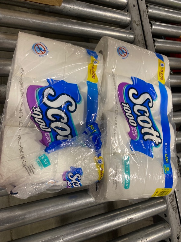 Photo 2 of 2 PACK Scott 1000 Toilet Paper, 8 Regular Rolls, Septic-Safe, 1-Ply Toilet Tissue
