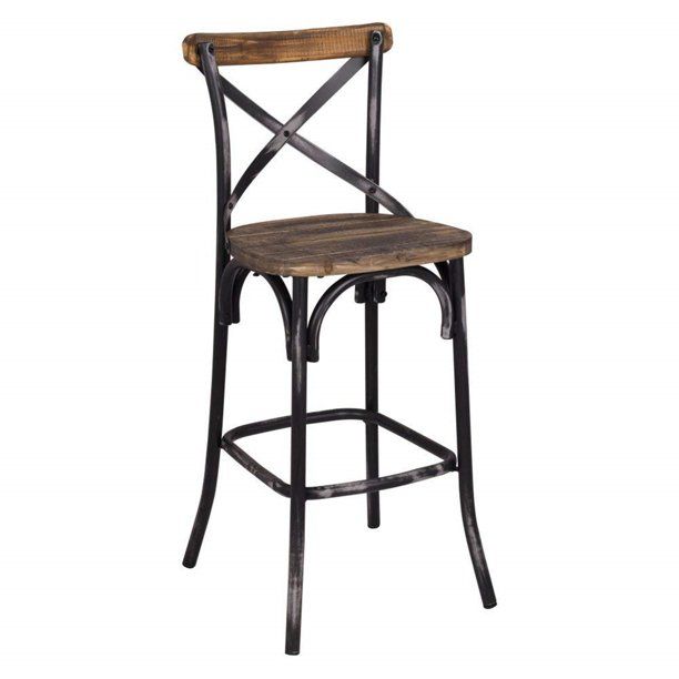 Photo 1 of ACME 96805 Zaire Bar Chair (1 Piece), Antique black  & Antique Oak, 29" Seat Height
