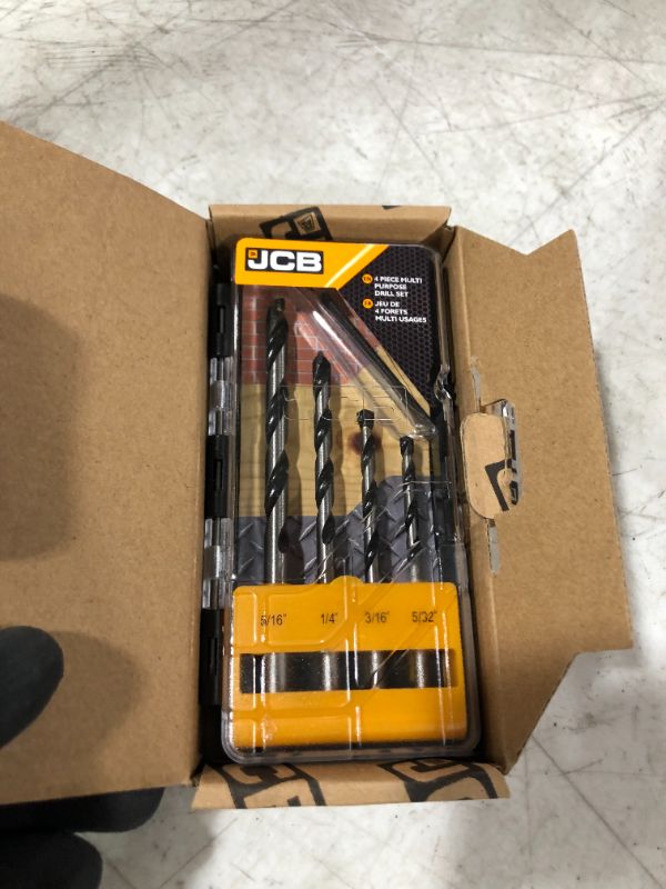 Photo 2 of 2 Pack!!! JCB Tools 4 Piece Multi Purpose Drill Bit Set | Carbide Tipped 5/32", 3/16", 1/4", 5/16" Drill Bits, Multi-Material & Multi-Material Kit, Compact Labelled Case For Storage Included
