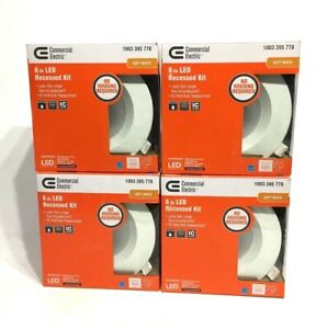 Photo 1 of 4 pack Commercial Electric 6 in Recessed LED Light Soft White Kit 600 lumens