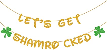 Photo 1 of 2 pack  Gold Glittery Let’s Get Shamrocked Banner- St. Patrick's Day Party Decorations,Home Decorations
