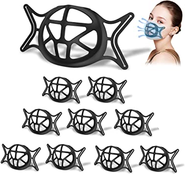 Photo 1 of 5 pack HUALEDI Upgraded 3D Silicone Bracket for Comfortable Wearing,Breathe Cup,Face Cool Bracket with Turtle Shape for More Breathing Room,Cool Inserts Keep Fabric off,Lipstick Protector(Black,10PCS)

