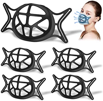 Photo 1 of 3 pack  Face Bracket-Silicone Breathe Cup-3D Face Guard Inner Support Insert for More Breathing Space,Reusable&Washable,Cool Protection Stand (Black-5PCS)
