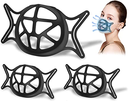 Photo 1 of 3 pack Upgraded 3D Silicone Bracket for Comfortable Wearing,Breathe Cup,Face Cool Bracket with Turtle Shape for More Breathing Room,Cool Inserts Keep Fabric off,Lipstick Protector(Black,3PCS)

