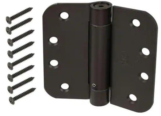 Photo 1 of 4 in. Oil-Rubbed Bronze 5/8 in. Radius Adjustable Spring Door Hinge
