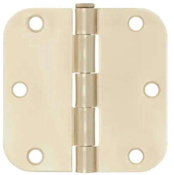 Photo 1 of 3-1/2 in. Satin Brass 5/8 in. Radius Door Hinges Value Pack (12-Pack)
