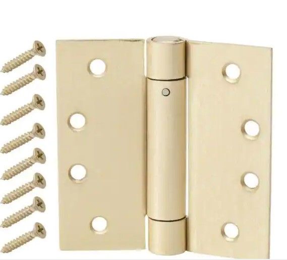 Photo 1 of 4 in. Square Satin Brass Adjustable Spring Door Hinge