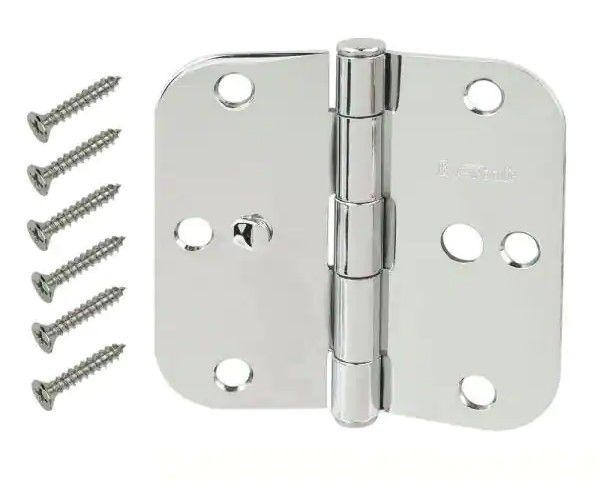 Photo 1 of 3-1/2 in. Chrome 5/8 in. Radius Security Door Hinges Value Pack (3-Pack)
