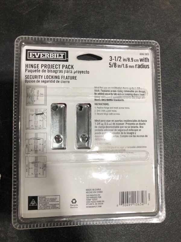 Photo 3 of 3-1/2 in. Chrome 5/8 in. Radius Security Door Hinges (3-Pack)
