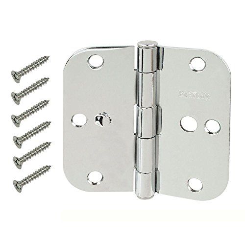 Photo 1 of 3-1/2 in. Chrome 5/8 in. Radius Security Door Hinges  (3-Pack)
