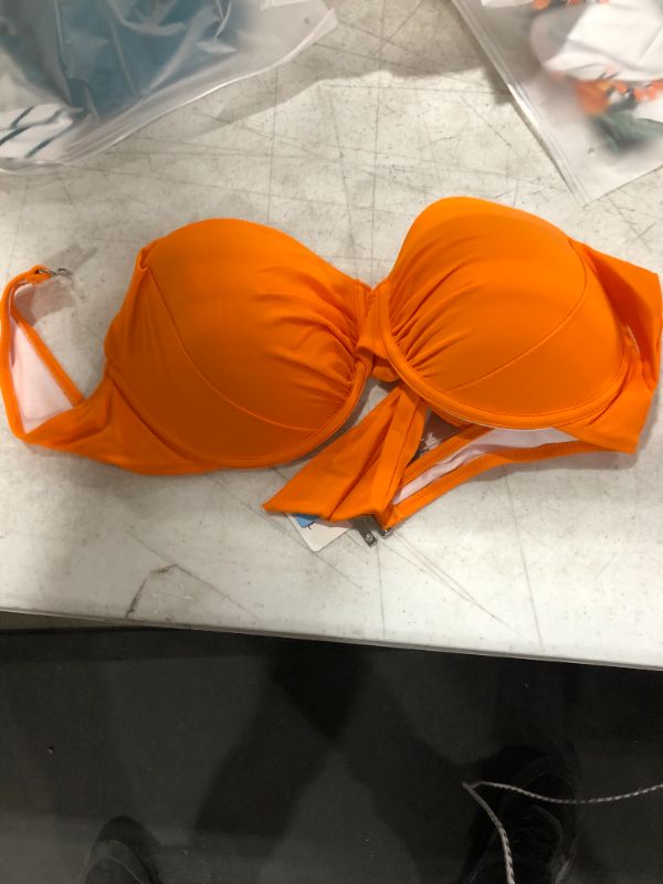 Photo 2 of Orange Halter Wide Straps Bikini Top Size XL