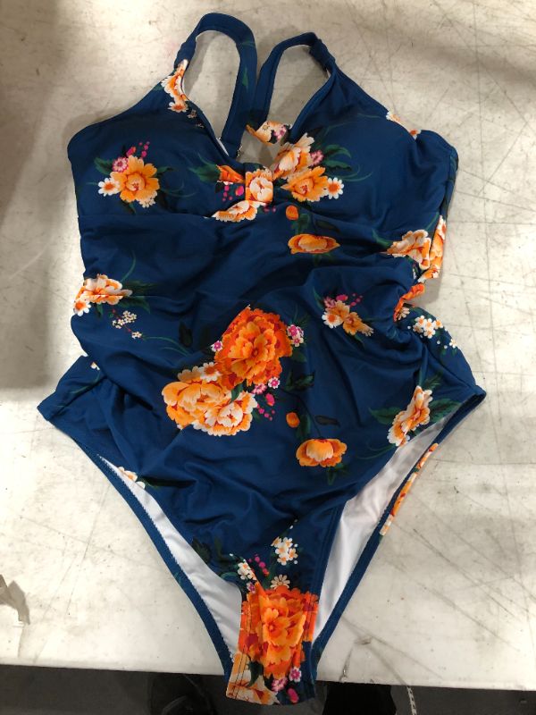 Photo 2 of Blue Floral Cutout One Piece Swimsuit
Size- L