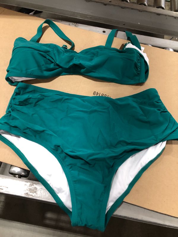 Photo 2 of Emerald Crisscross Plus Size Bikini & High Waist Bottom Set
2X