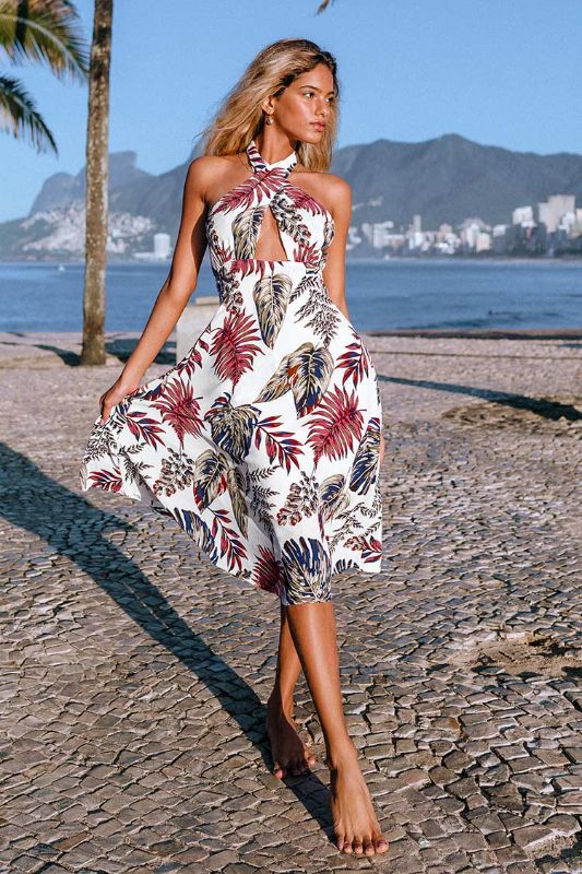 Photo 1 of Kara Tropical Halter Dress MEDIUM 
