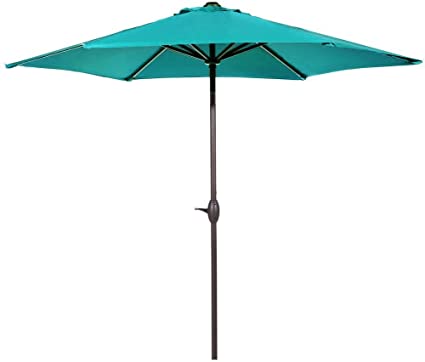 Photo 1 of Abba Patio 9ft Patio Umbrella Outdoor Umbrella Patio Market Table Umbrella with Push Button Tilt and Crank for Garden, Lawn, Deck, Backyard & Pool, Turquoise
