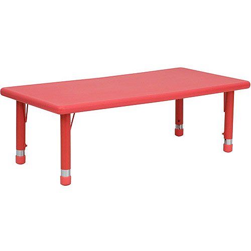 Photo 1 of Adjustable Height Rectangular Plastic Activity Table, Red
