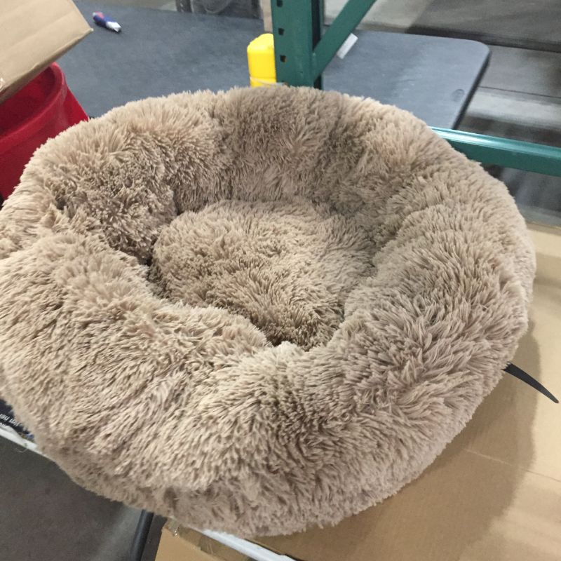 Photo 2 of Calming Dog Bed Cat Bed Donut Cuddler, Anti Anxiety Dog Bed for Small Medium Large Dogs Cats, Machine Washable Round Warm Bed, Faux Fur Pet Bed, Waterproof Non-Slip Bottom (23"/30"/36")
