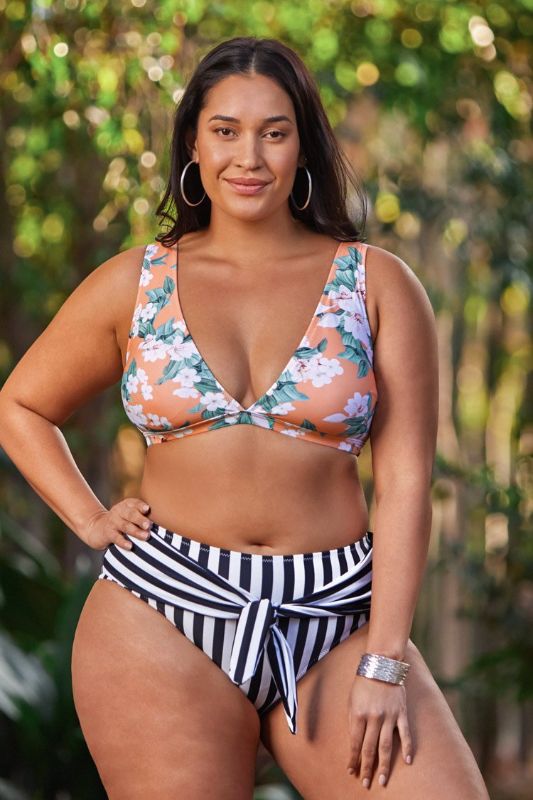 Photo 1 of Floral And Striped Plus Size Bikini size 1X
