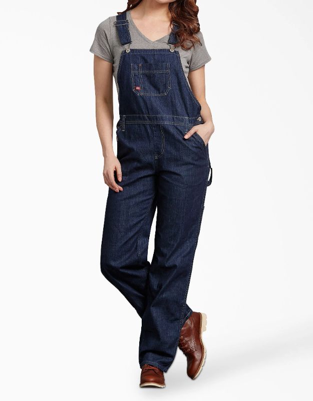 Photo 1 of Women's Relaxed Fit Bib Overalls, Dark Indigo large
