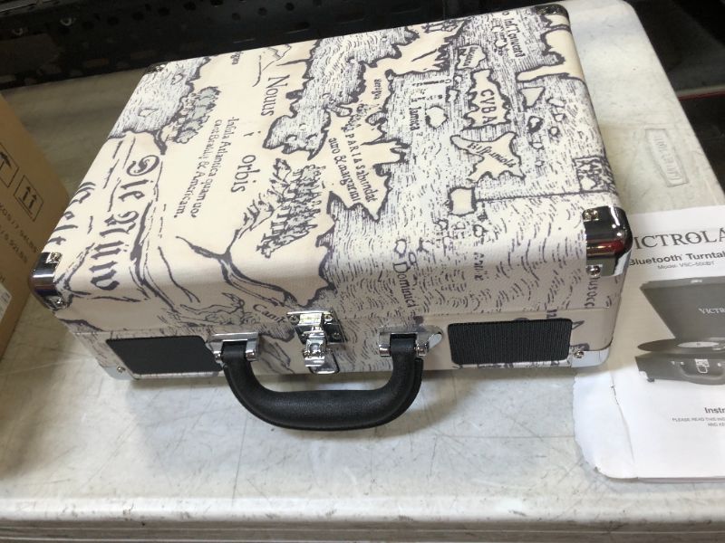 Photo 1 of Victrola Vintage 3-Speed Bluetooth Portable Suitcase Record Player with Built-in Speakers Upgraded Turntable Audio Sound Includes Extra Stylus Retro Map (VSC-550BT-P4) 