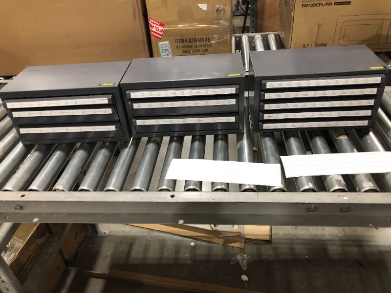 Photo 4 of VEVOR Drill Bit Dispenser Cabinet, Three-Drawer Drill Bit Dispenser for 1/16" to 1/2" & Letter Sizes A to Z, Five-Drawer Drill Bit Organizer for Wire Gauge Sizes #1 to #60, 3 Pieces Drill Cabinet Set
