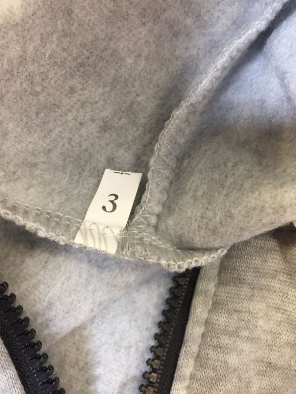 Photo 2 of Grey  Hooded Coat Lapel Zipper Open Front -Size 3