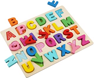 Photo 1 of Wooden Alphabet Puzzles, ABC Puzzle Board for Toddlers 3-5 Years Old, Preschool Boys & Girls Educational Learning Letter Toys, Sturdy Wooden Construction

