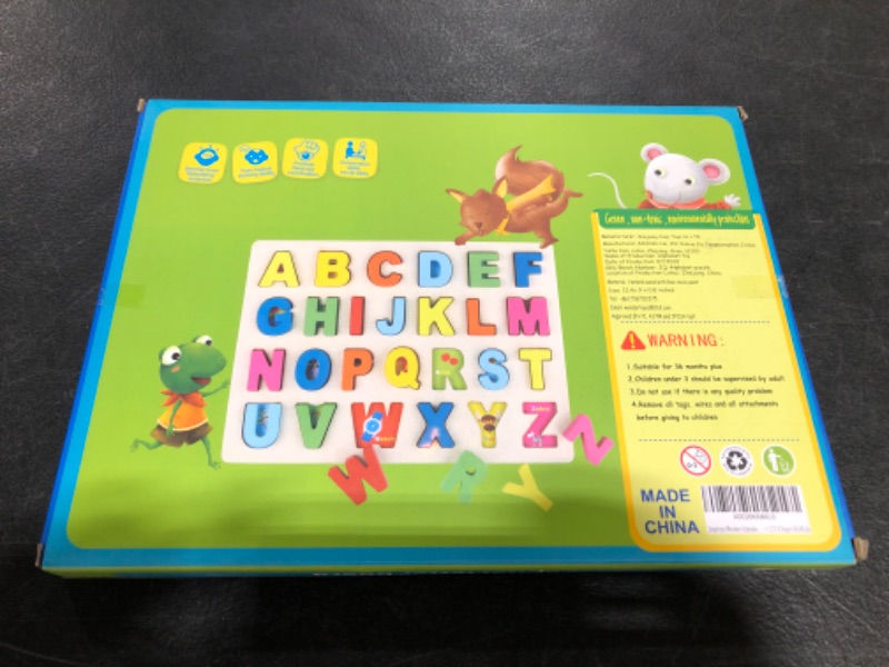 Photo 3 of Wooden Alphabet Puzzles, ABC Puzzle Board for Toddlers 3-5 Years Old, Preschool Boys & Girls Educational Learning Letter Toys, Sturdy Wooden Construction

