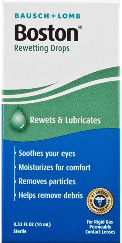 Photo 1 of Contact Lens Solution by Boston, Rewetting Solution for Gas Permeable Contact Lenses, 0.33 Fl Oz
