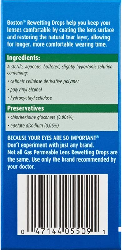 Photo 2 of Contact Lens Solution by Boston, Rewetting Solution for Gas Permeable Contact Lenses, 0.33 Fl Oz
