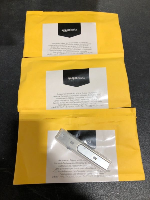 Photo 2 of Amazon Basics 4" Replacement Stripper and Scraper Blades, 10/dispenser
LOT OF 3.