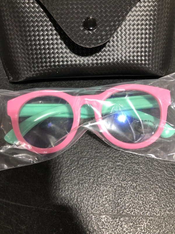 Photo 2 of BLUE LIGHT BLOCKING GLASSES FOR KIDS. BK-O2, PINK/GREEN.