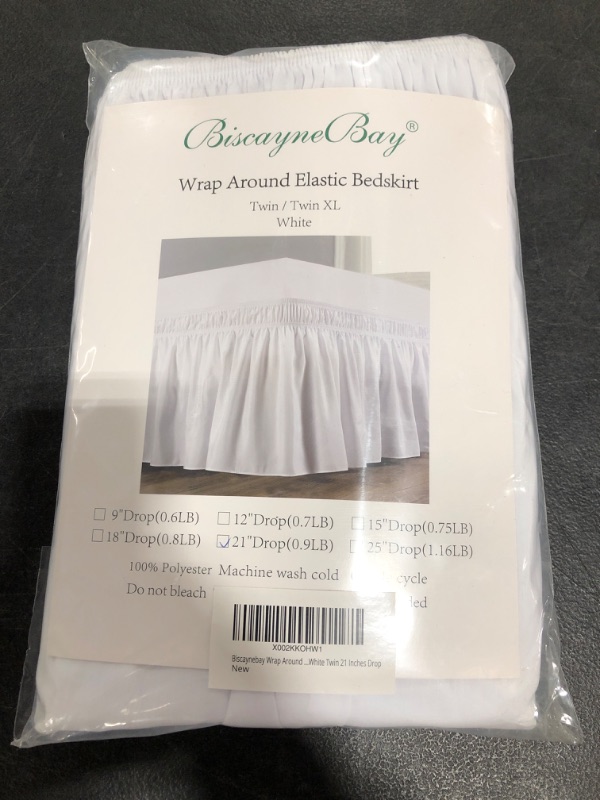 Photo 3 of Biscaynebay Wrap Around Bed Skirts with Split Corners for King Beds 21" Drop, White Elastic Dust Ruffles Easy Fit Wrinkle & Fade Resistant Silky Luxurious Fabric Solid Machine Washable
TWIN/TWIN XL.