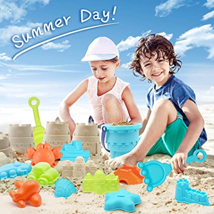 Photo 2 of Nifhoo 20 Pcs Beach Toys, Sand Toy Set, Sand Molds Sandbox Toys Kit for Kids, Castle Bucket, Shovels & Rakes, Animal Molds, for 3 4 5 Year Old Girls Boys Outdoor Indoor Play Gift.
