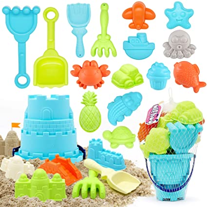 Photo 1 of Nifhoo 20 Pcs Beach Toys, Sand Toy Set, Sand Molds Sandbox Toys Kit for Kids, Castle Bucket, Shovels & Rakes, Animal Molds, for 3 4 5 Year Old Girls Boys Outdoor Indoor Play Gift.
